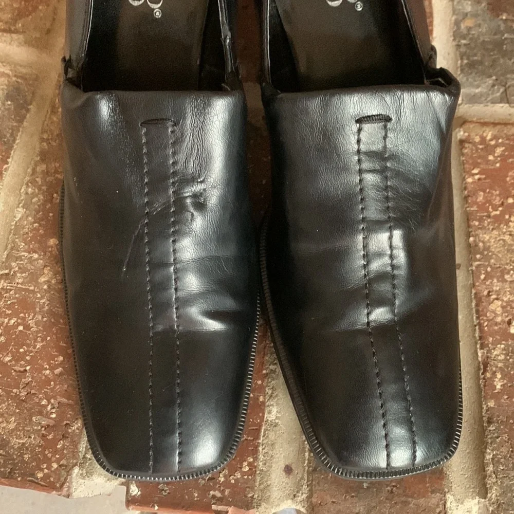 Franco Sarto Black Square Toe Chunky Heels size 10